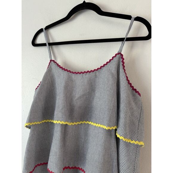 Andree By Unit Brandi Woven Tiered Rick Rack Trim Striped Tank Top Size Medium - Picture 3 of 8